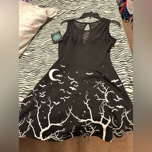 Black Large toofast dress with bats haunted trees